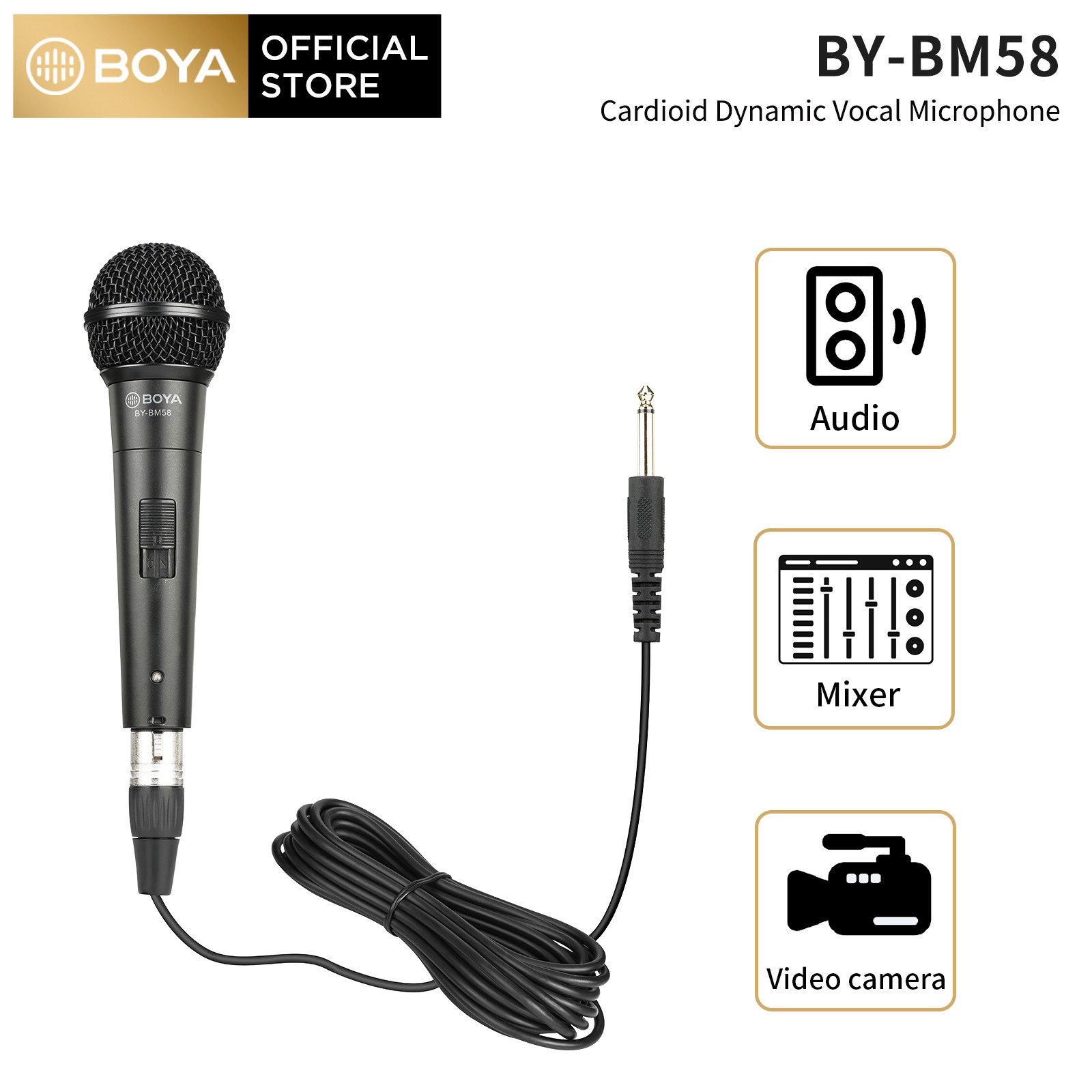 BOYA BYBM58 Professional Cardioid Dynamic Vocal Microphone Photography