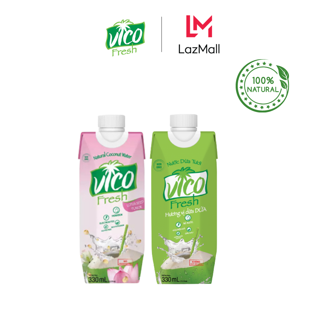 COMBO 2 HỘP VICO FRESH 330ML.( 1 DỨA, 1 DỪA SEN)