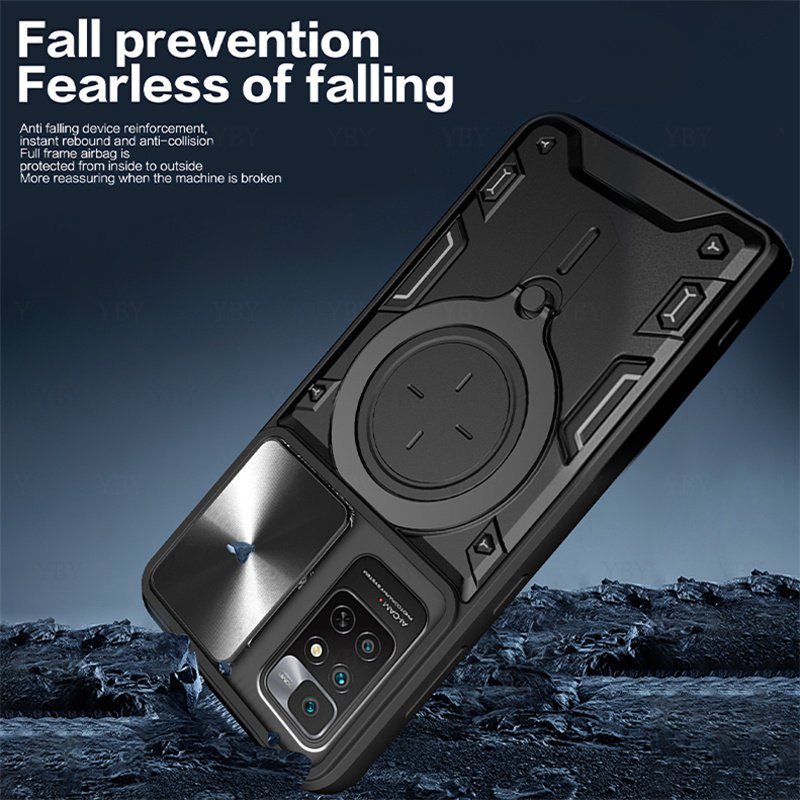 Shockproof Armor Phone Case For Redmi 10 Prime Note 11 Holder Casing Camera Protection Sliding Hard Back Cover New Design