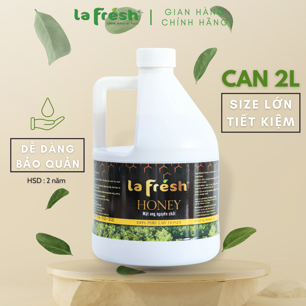 Mật Ong 100% Nguyên Chất Lafresh Đà Lạt Can 2L