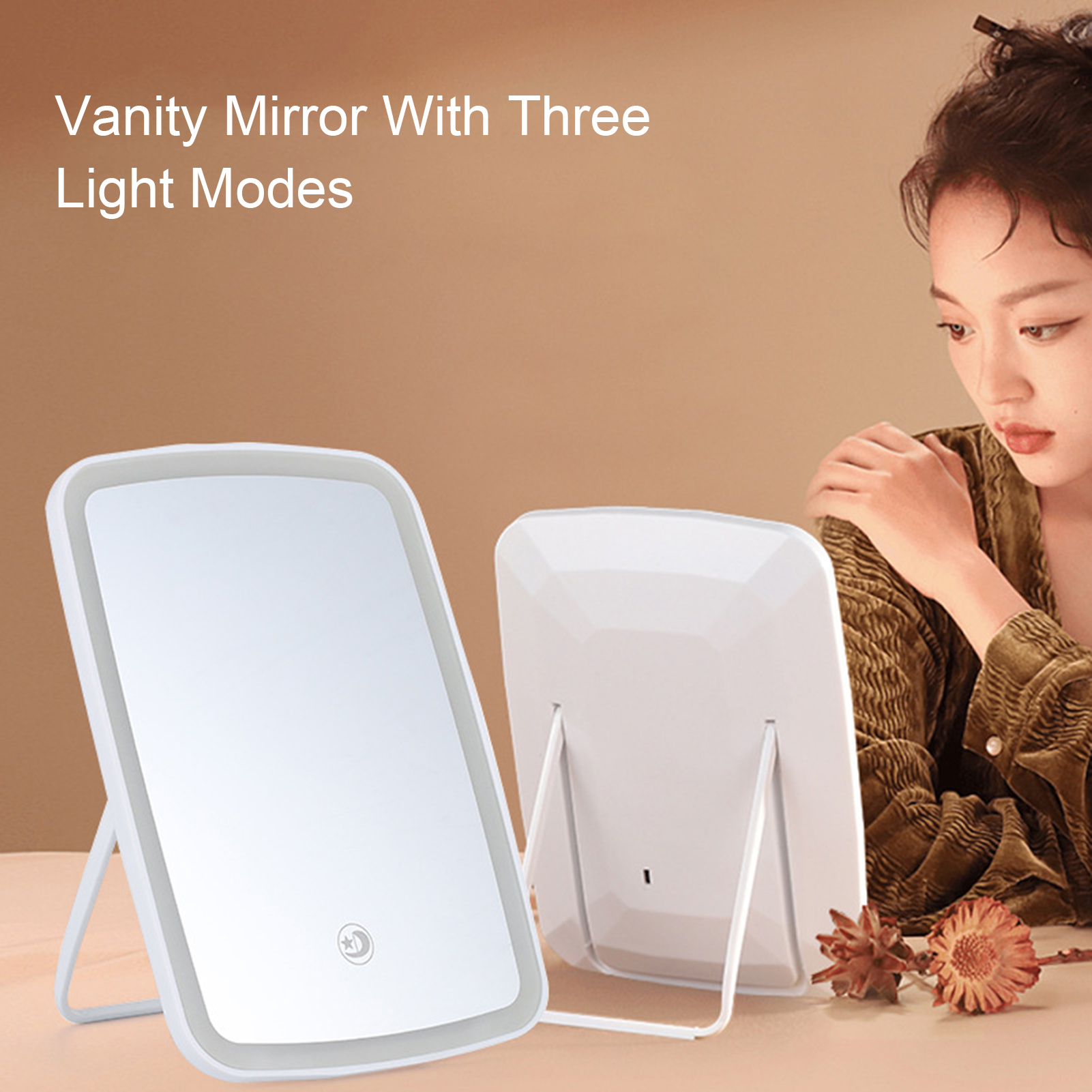 SGHI Vanity Mirror with Three Light Modes Led Lighted Vanity Mirror Portable Led Makeup Mirror with Touch Screen Controls Rechargeable Foldable 3 Light Modes Perfect
