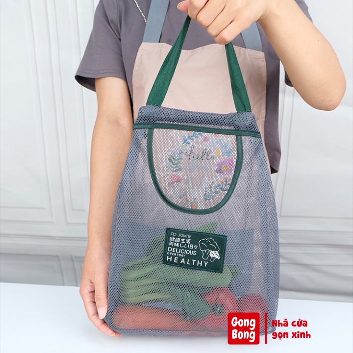 Túi Lưới Đựng Hành Tỏi Rau Củ Quả Đồ Khô Treo Tường Chống Ẩm Mốc Tiện Ích Nhà Bếp Nhà Bếp