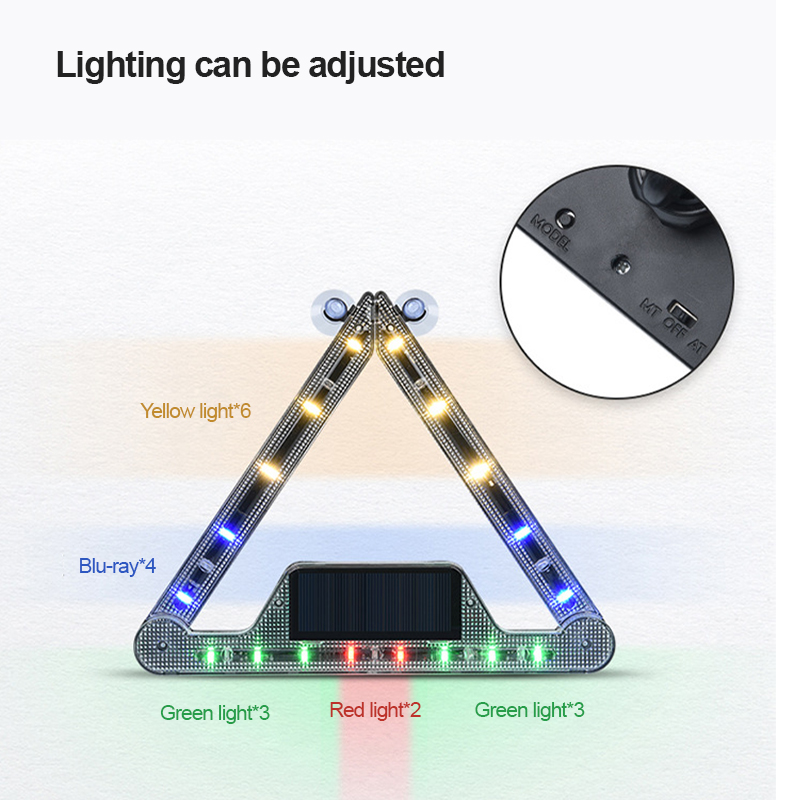 Car Warning Triangle Light Solar Multi Function Rotatable Car Road Fault Charging Flash Emergency Warning Ranger Light