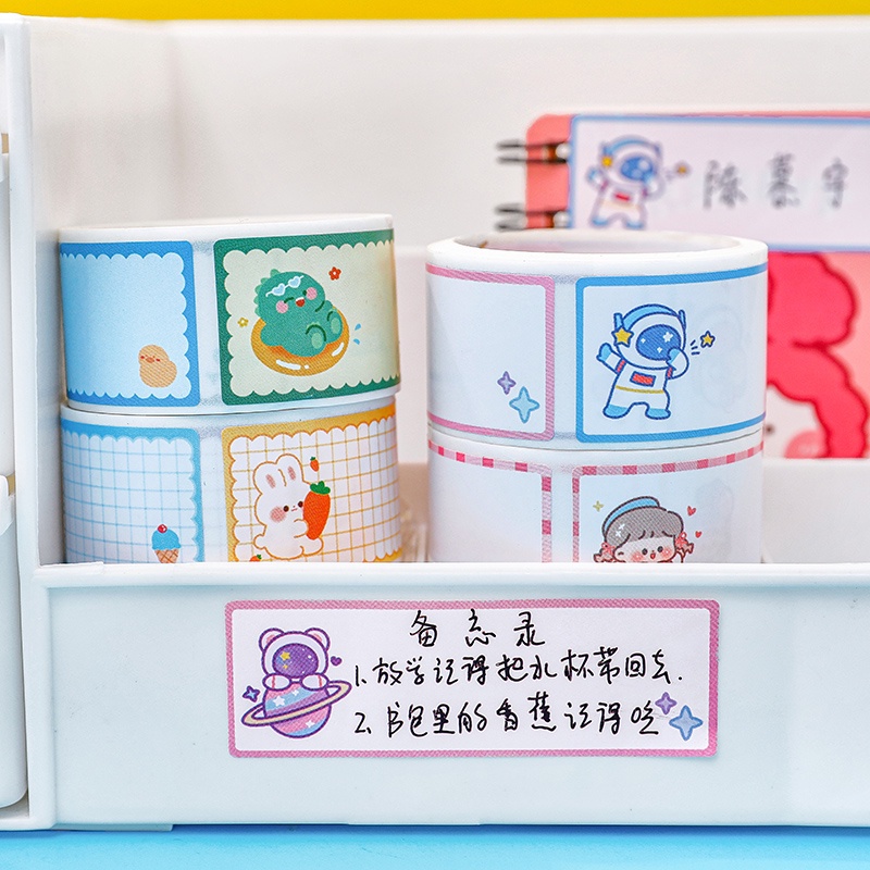 60 miếng dán tên hoạt hình dễ thương cuộn băng Nhãn dán nhãn phân loại học sinh