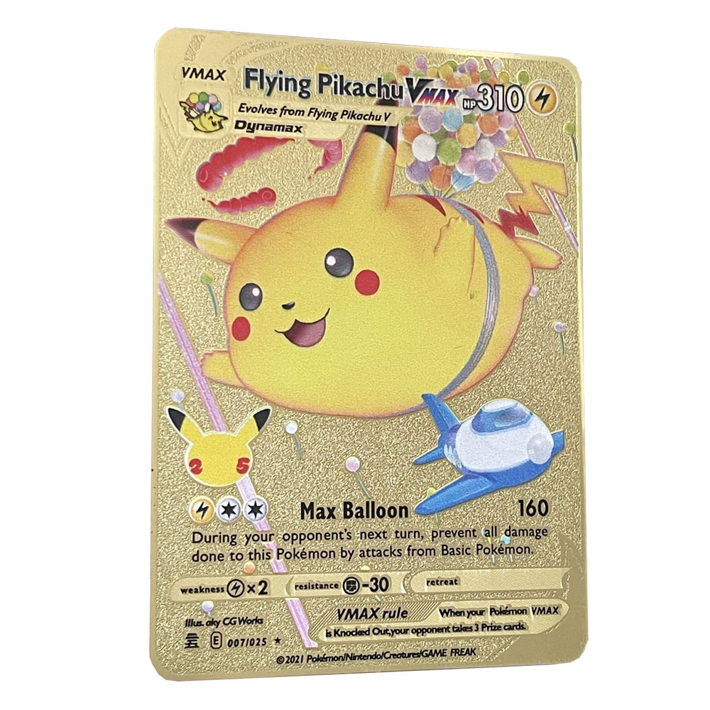 Yibei Fairy Tale Toy CityPikachu Vmax Golden Pokemon Cards in English Iron  Metal Pokmo Kids Gift Game Collection Cards Rainbow | Daraz.com.bd