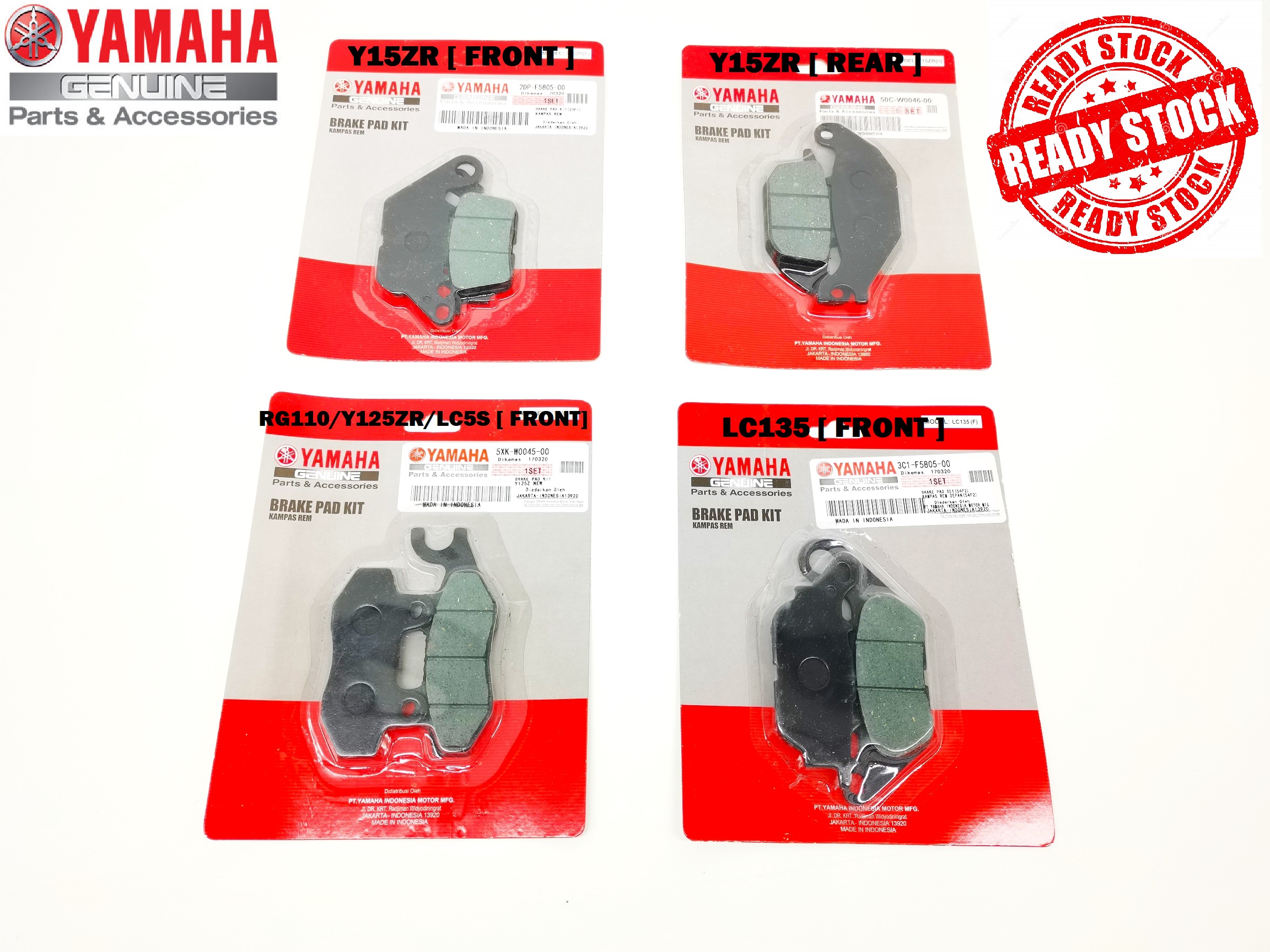 YAMAHA DISC BRAKE PAD Y15 LC135 NVX NMAX FZ150 SOLARIZ AVANTIZ R15 Y16