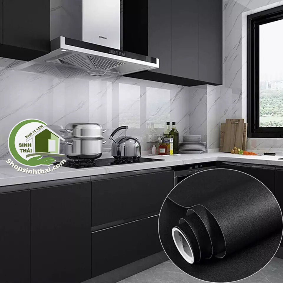 Giấy dán tường màu đen nhám - [ 50cm x khổ 120cm ] - có sẵn keo