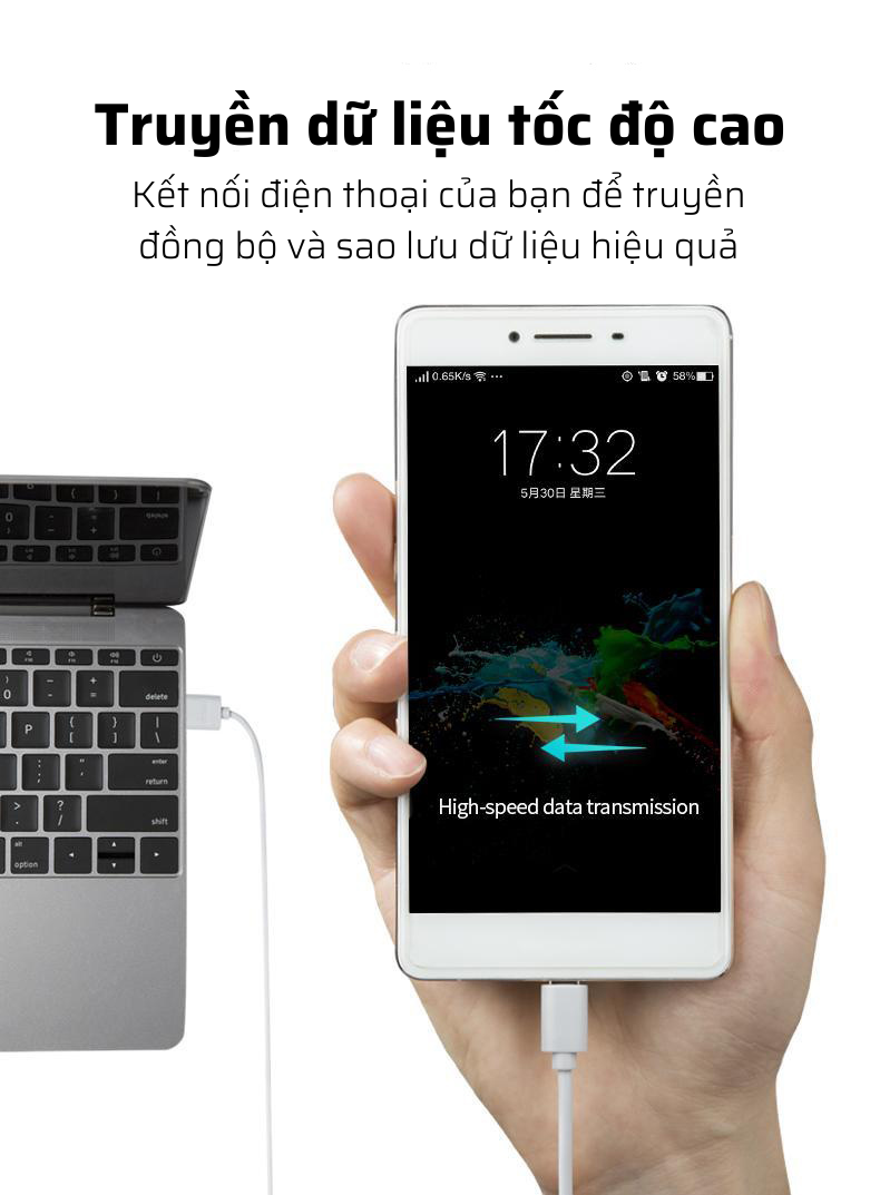 Cáp sạc nhanh Romoss, cáp sạc CB05 cổng sạc Micro USB dây dài 1m
