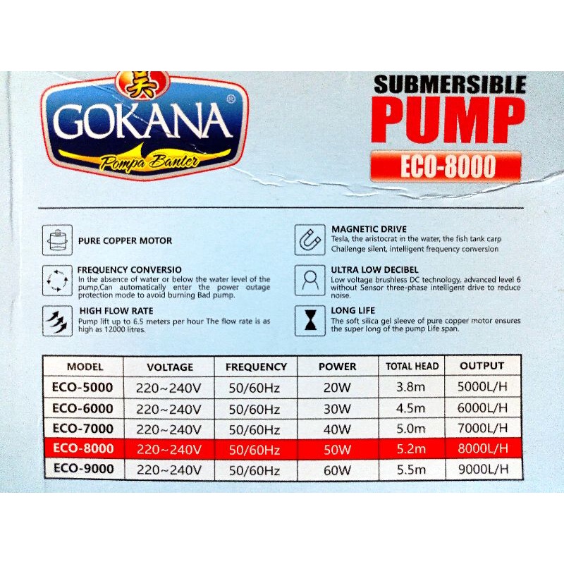 Pompa Kolam Submersible Pump GOKANA ECO 8000