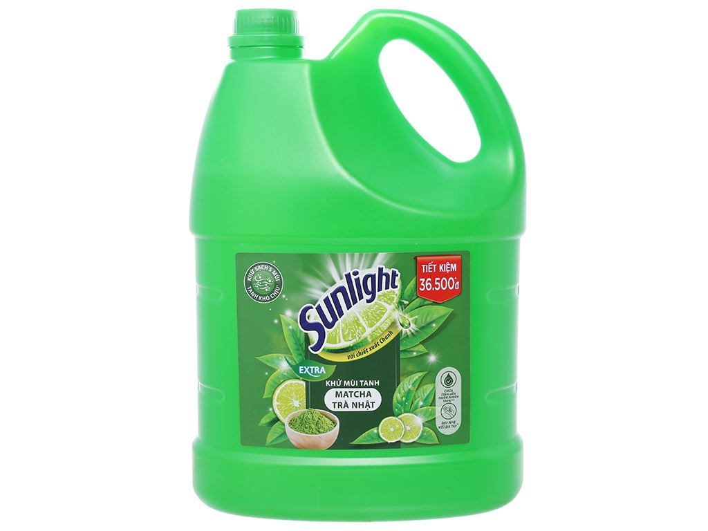 Nước rửa chén Sunlight Extra trà xanh matcha Nhật Bản can 3.6kg