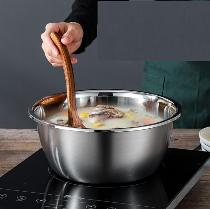 [Inox Cao Cấp] Thau INox size Lớn (D=28cm). Làm bằng loại Inox Cao Cấp - thành Dày - Tiện lợi