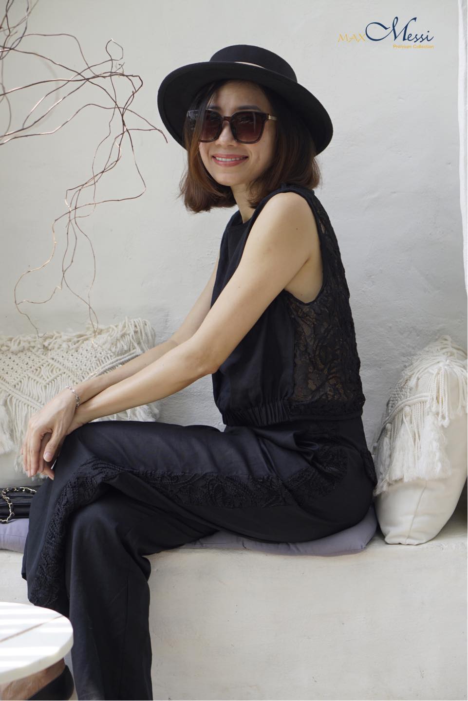Quần linen phối ren phoebe - maxmessi