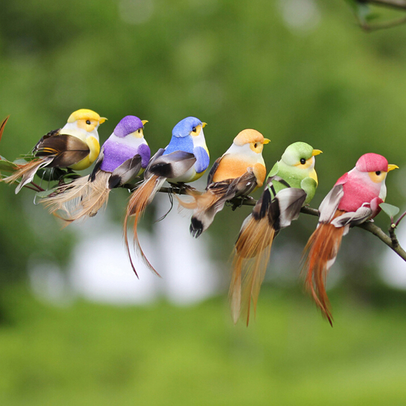 1Pc Mini fake birds artificial foam feathers mini birds home party wedding decor QINGHE. 