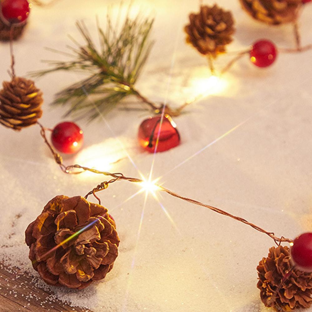 Christmas String Lights 2M Christmas Pine Cone LED String Light Decor Battery Operated Warm White Lights Xmas Home Decor