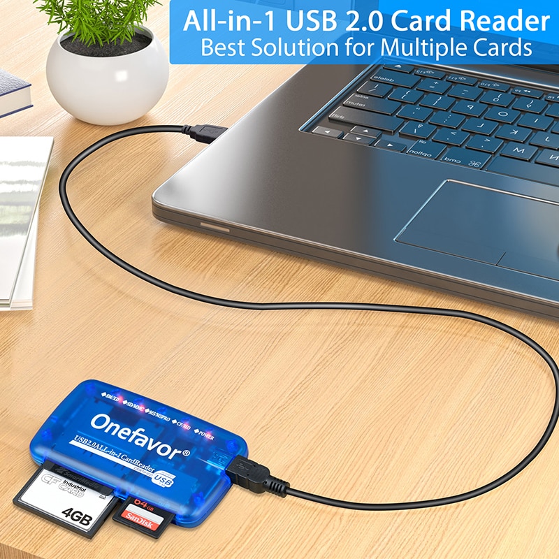 Onefavor 5-In-1 SM Card Reader 100% Origin Camera MS Memory Stick SD Memory Card XD Long Stick CF Card Multiftion Card Reader 2023NEW