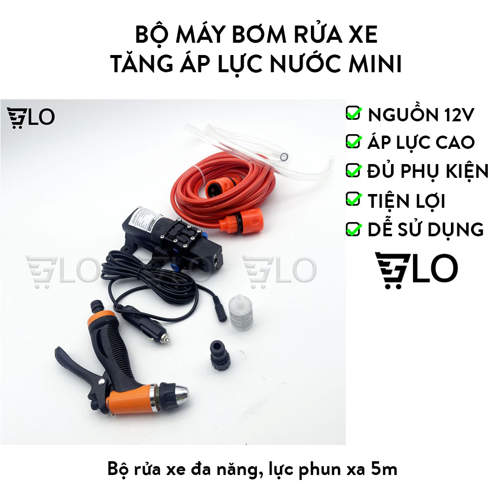 Bộ máy bơm rửa xe tăng áp lực nước mini