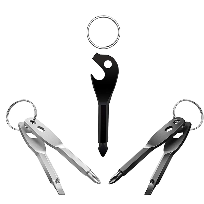 3 Sets Pocket Keychain Screwdriver Bottle Opener 4In1 Multifunction