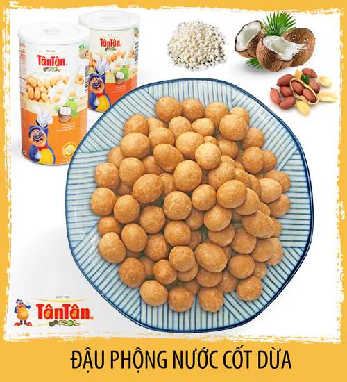 Combo 4 lon Đậu phộng Nước cốt dừa Tân Tân 265g