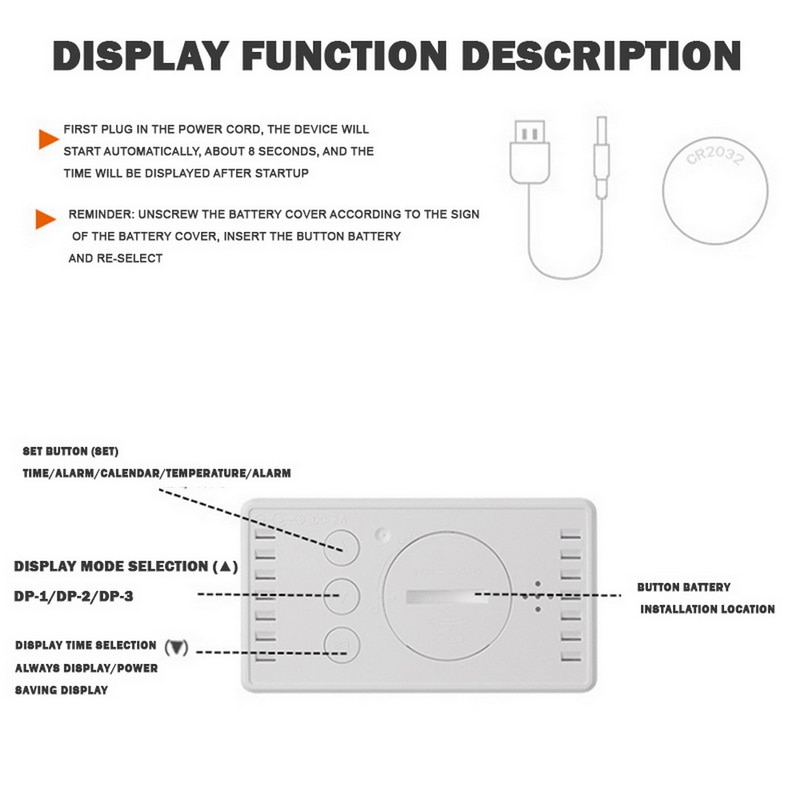 Mini LED Mirror Digital Table Alarm Clock Wake Up Light for Home Time Temperature Display Electronic Desktop Clock. 