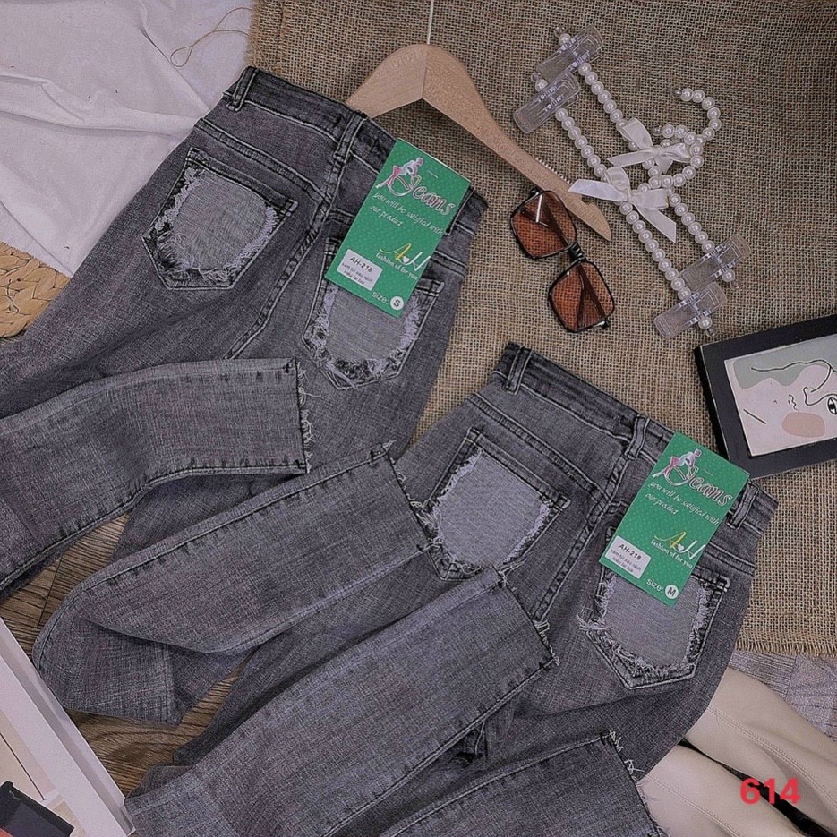 Jeans woman high waist elasticity, jeans women leggings high 2021 black 9 tấc jetshop QJNU622