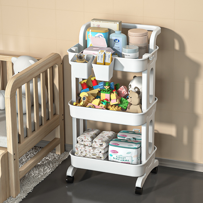 YONUO Trolley rotating rack kitchen bathroom mobile snacks bathroom multi-storey bedroom bedside storage storage rack