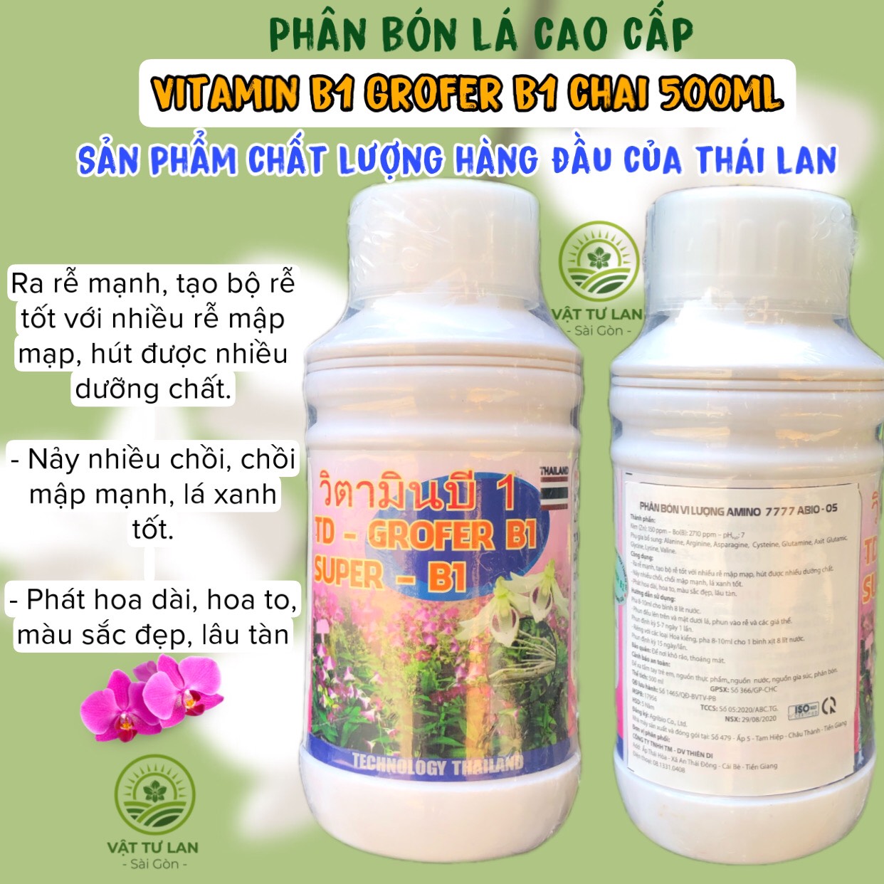 Phân bón lá Thái Lan B1 Grofer B1 Thái Trắng 500ML