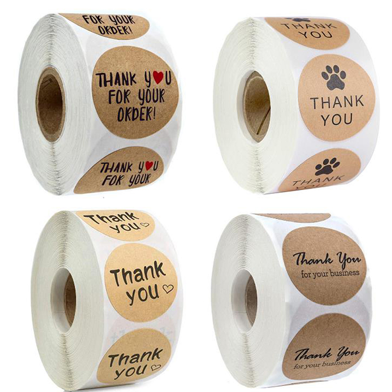 500pcs Thank you for your order Kraft Sticker Handmade Packaging Seals ...
