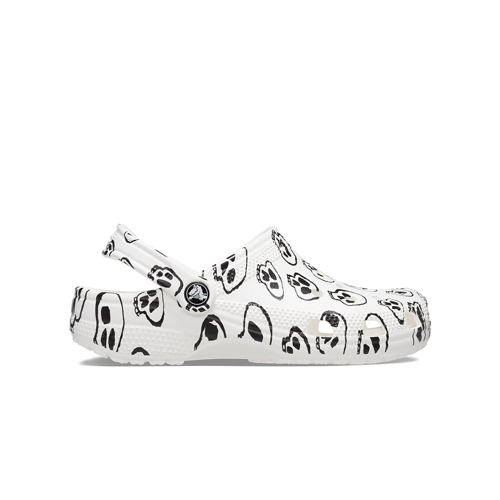 Giày Clog Unisex Crocs Classic Skull Print - White/Black
