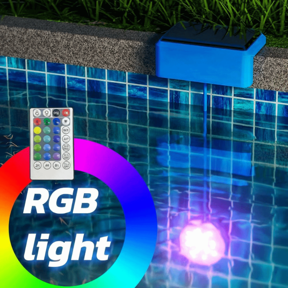 Underwater Lighting Remote Control Solar Pool LED Light RGB Color Timer ...
