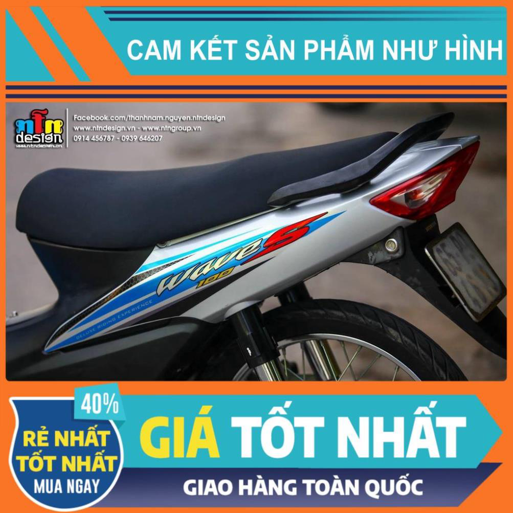 Tem Rời Dán Xe Wave A 100 Mẫu S Bạc Xanh