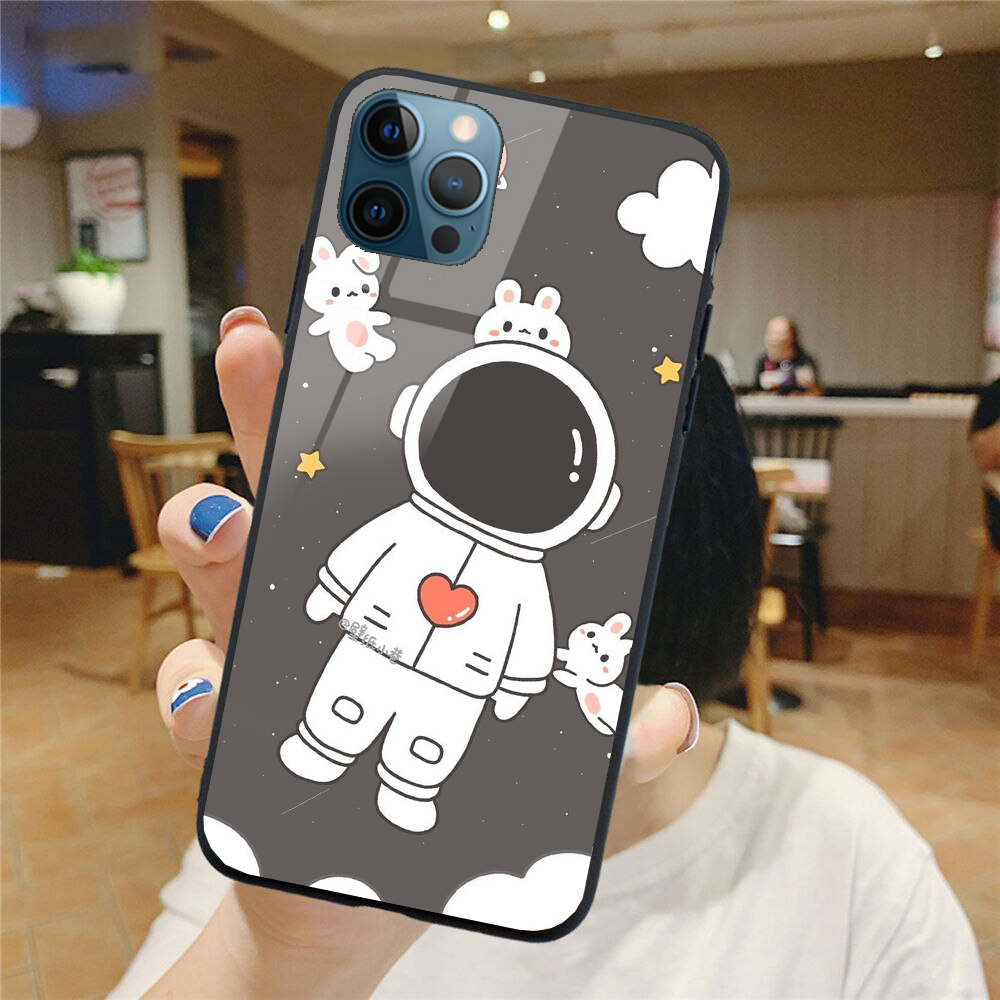 Ốp Lưng IPHONE 12 MINI/ 12/ 12 PRO/ 12 PRO MAX mặt kính cao cấp phi hành gia