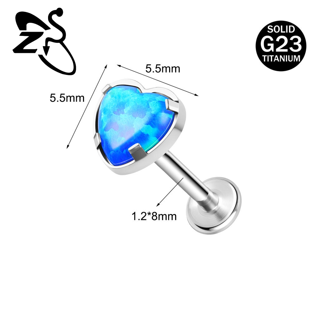 1 PC G23 Titanium Ear Stud Multicolor Lip Stud Cubic Zircon Helix Tragus Stud 16G Opal Labret Piercing