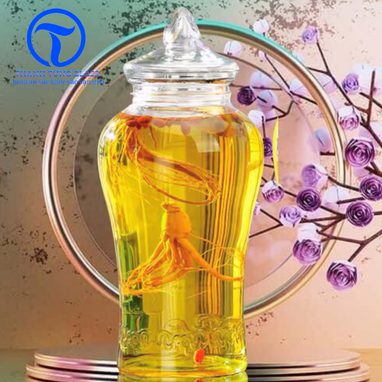 BÌNH NGÂM RƯOU THUỶ TINH SÂM CHÂN MÂY 6 LÍT KHÔNG VAN