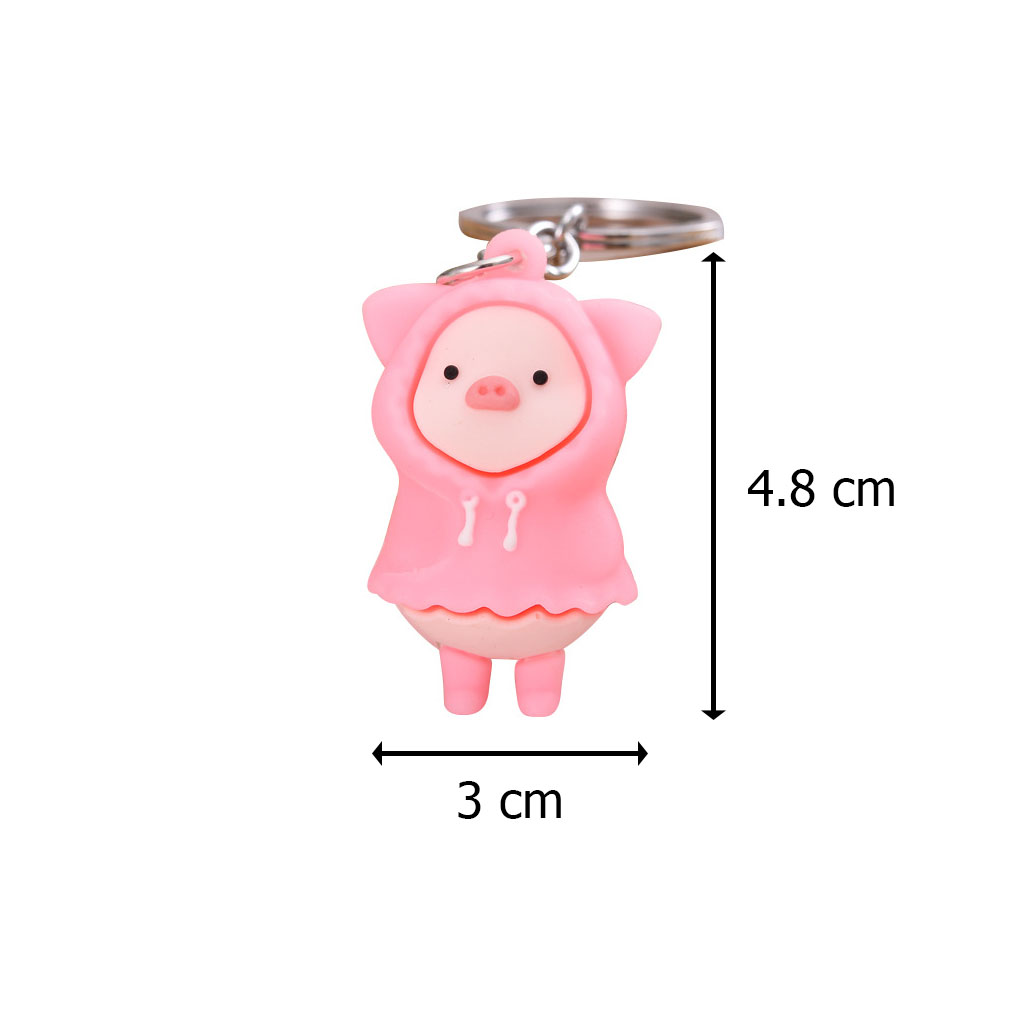 Móc khóa heo con mặc áo mưa cute