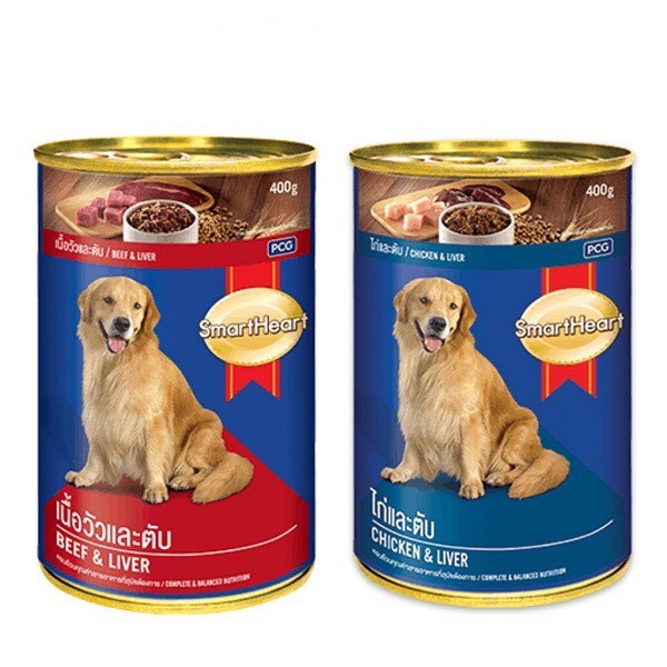 [Combo 3 lon] [Date 2025] Pate cho chó lớn Smartheart dạng lon 400gr có 2 vị