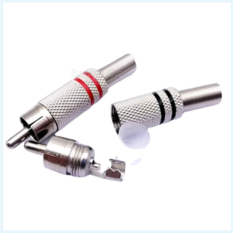 Metal%20RCA%20Lotus%20Male%20Welding%20Nickel-plated%20Audio%20AV%20Connector%20With%20Metal%20Spring%20Cable%20Protector%20Red%20Black%20E4%20-%20Image%206