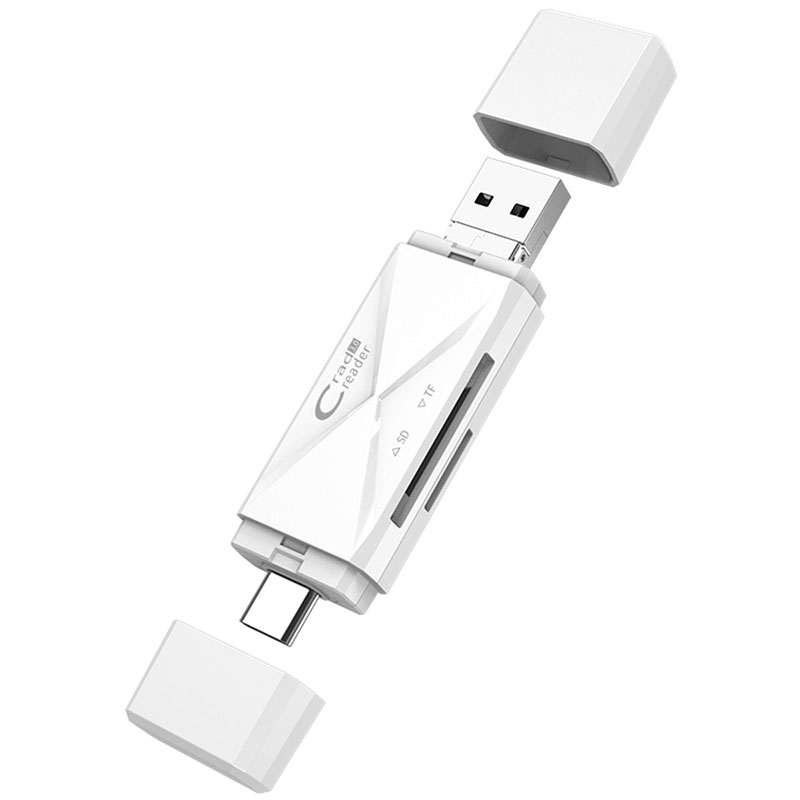Micro USB OTG Card Reader 3 In 1 USB-C 2.0 Universal TF SD Read Plug For Mobile Phone PC Mac Computer Adapter. 