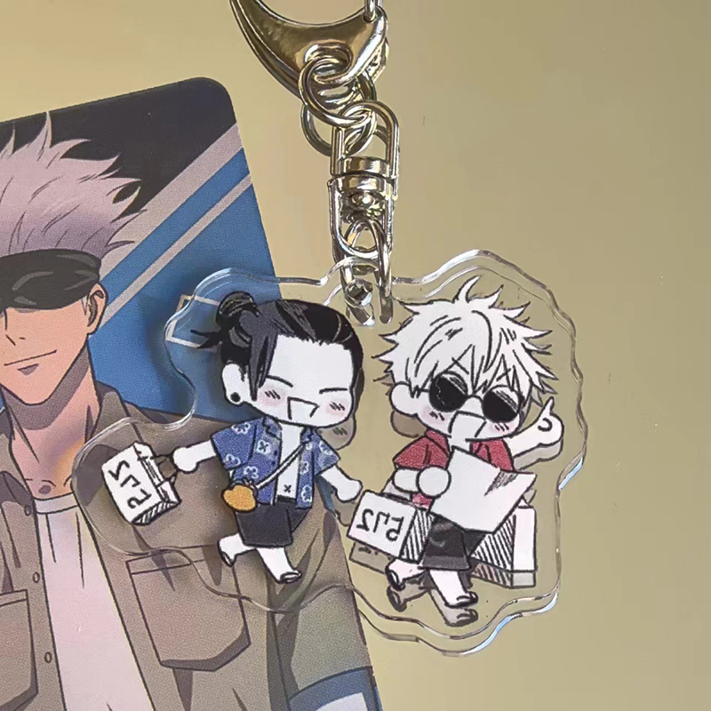 Cartoon Anime Jujutsu Kaisen Figure Acrylic Keychain Gojo Satoru Geto Suguru Bag Pendant Car Key Charms Couple Fans Cosplay Gift. 