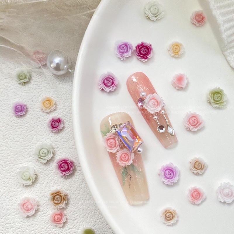 Set 25 Charm Hoa Hồng Pastel 2 Màu | Trang Trí Móng Tay