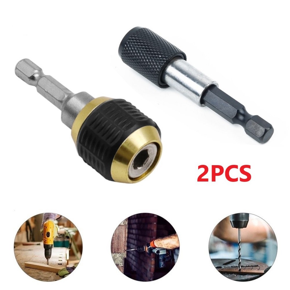 2pcs Keyless Drill Bit Chuck 1/4 'Hex Shank Screwdriver Impact Driver Adaptor Conversion Adapter