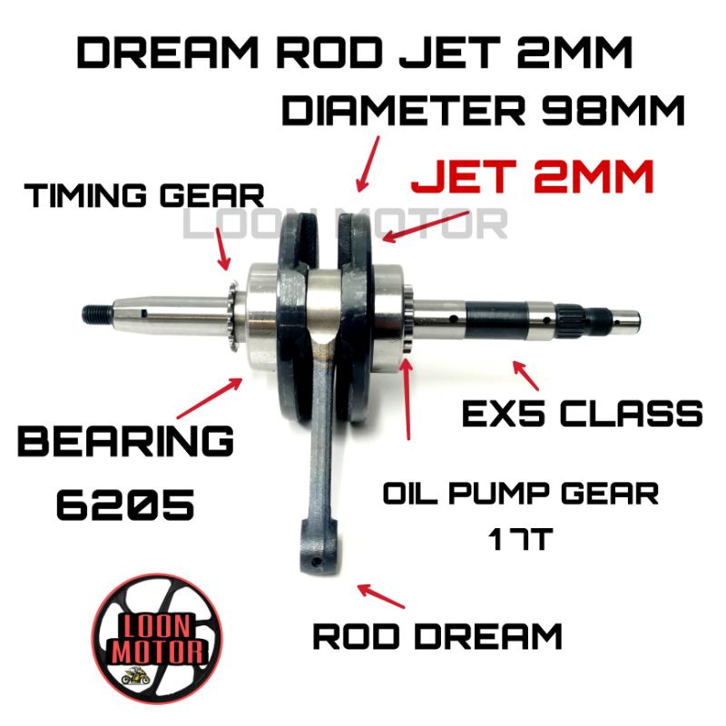 WAVE125 PNP EX5 CLASS 1 RACING CRANKSHAFT JET ROD 23MM4MM USE 6205