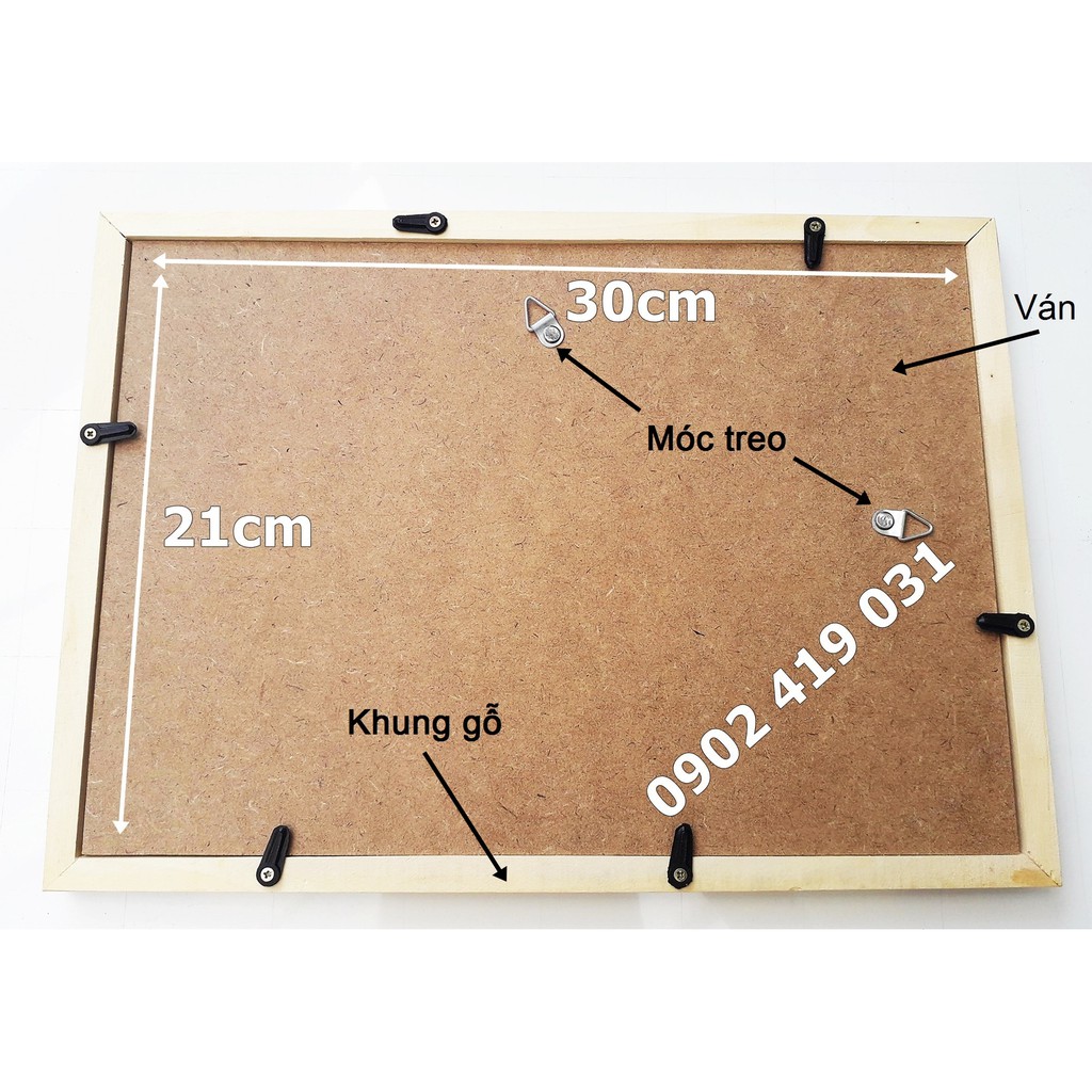 Khung Bằng Khen Gỗ 21 x 30cm [ Khung Ảnh A4 Bốn Góc Nâu ]