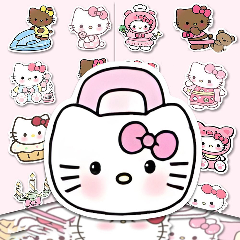 100PCS Sanrio Series Hello Kitty Stickers Cute Multi-purpose DIY Stickers Waterproof Decorative Refrigerator Computer StickerNIUMAO. 