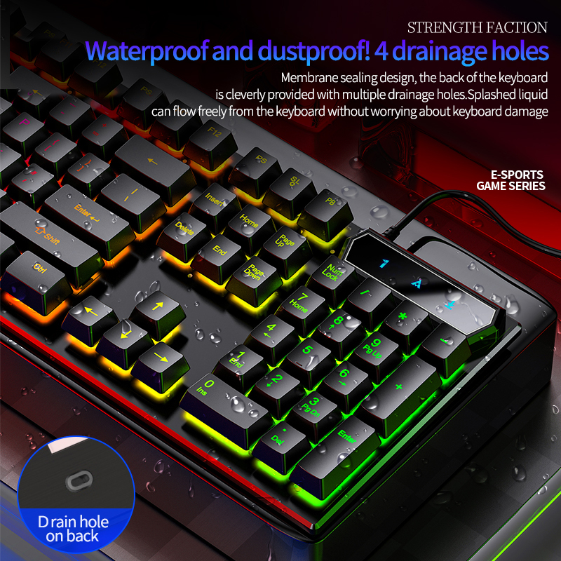 【I was hyLed uL】Gamer Keyboard mitation Mechanical RGB Backlit Gaming Keyboards Desktop Waterproof Mechanical Gamer Keyboard RGB Key Board. 