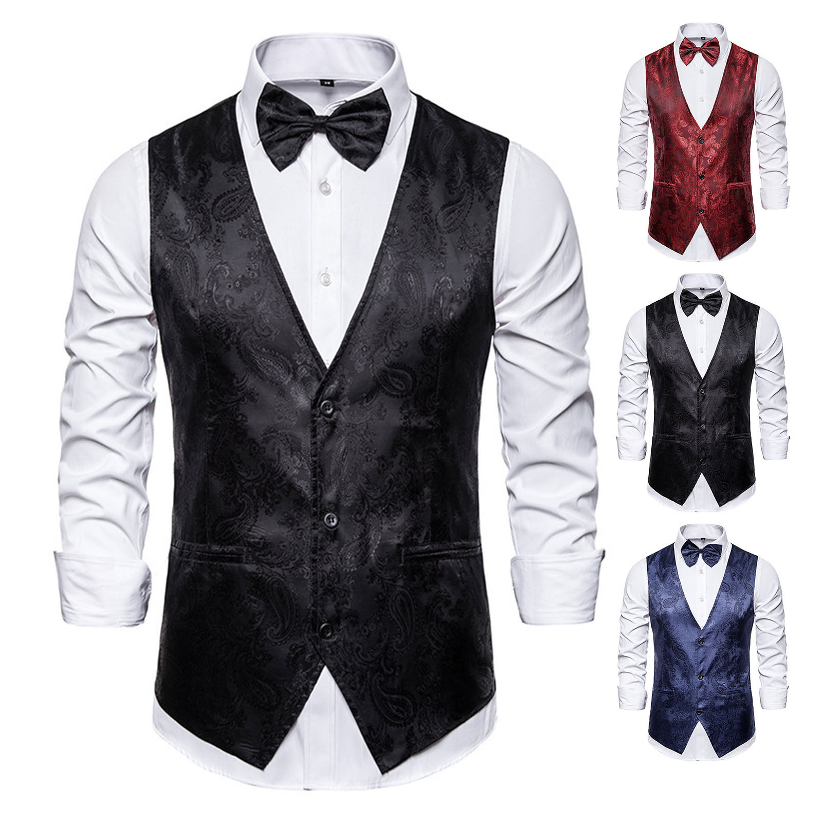 Ready Stock-Men's Navy Blue Dress Suit Vest Waistcoat 2020 New Slim Fit V  Neck Tuxedo Vest Men Formal Business Smart Casual Gilet Homme 3XL | Lazada  PH
