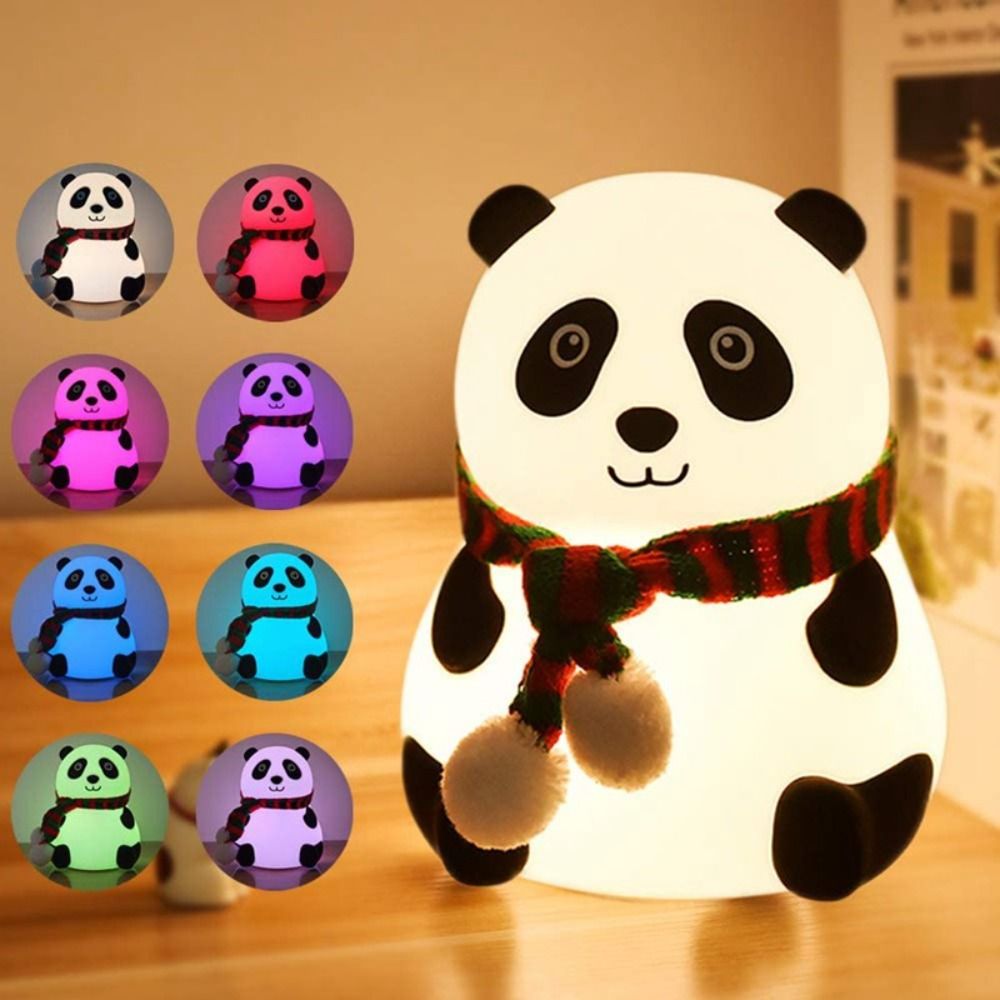 Creative Color Changeable Panda Night Light Percussive Panda Patting ...