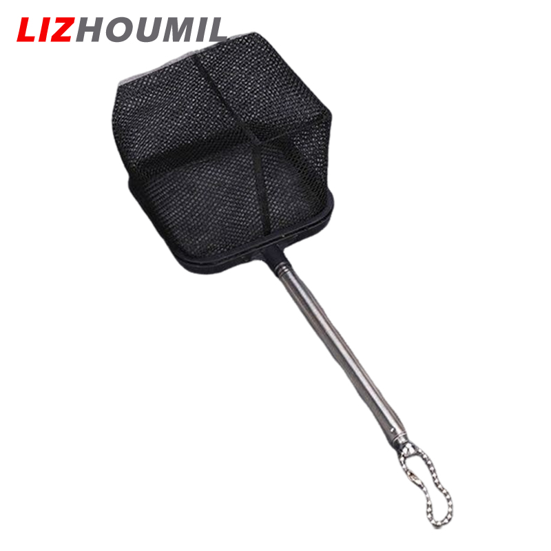LIZHOUMIL Aquarium Square Fishing Net With Suction Cup Extendable 21-46cm  Long Handle Fishing Gear For Catching Fish Shrimp