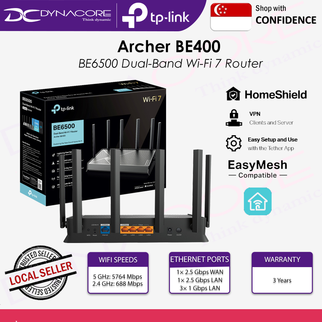 TP-Link Archer BE400 BE6500 Wi-Fi 7ルーター Archer BE400 | BE6500 Dual-Band Wi-Fi 7 Router | TP-Link
