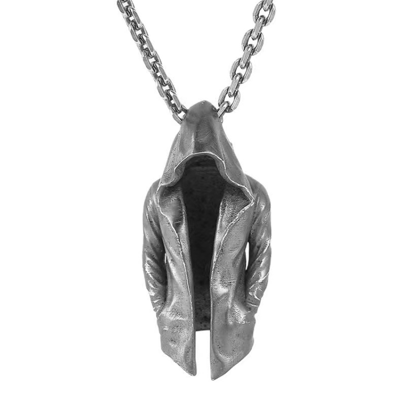 Alloy Dark Style Assassin Cape Trash Coat Pendant Retro Punk Necklace Men's Fashionable Hanging for Boyfriend