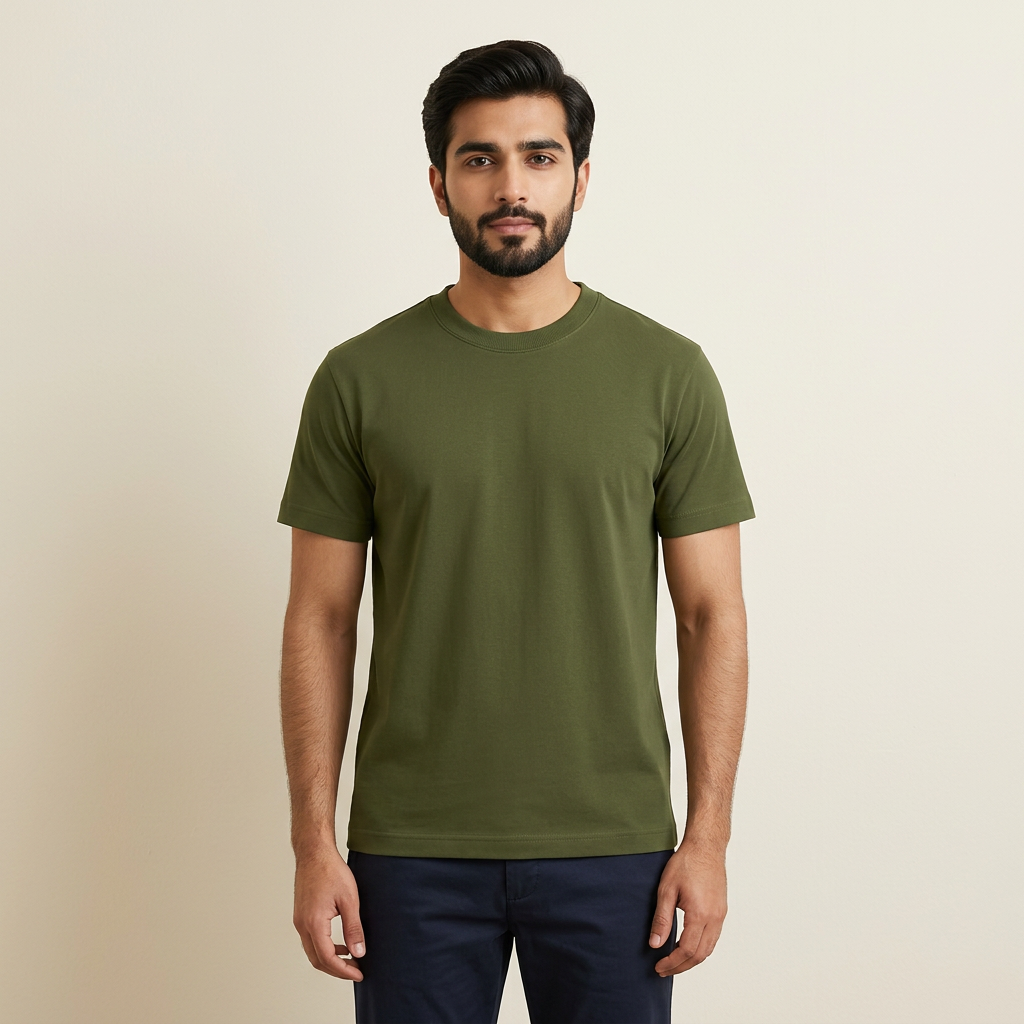 casual Olive green T-shirt for men